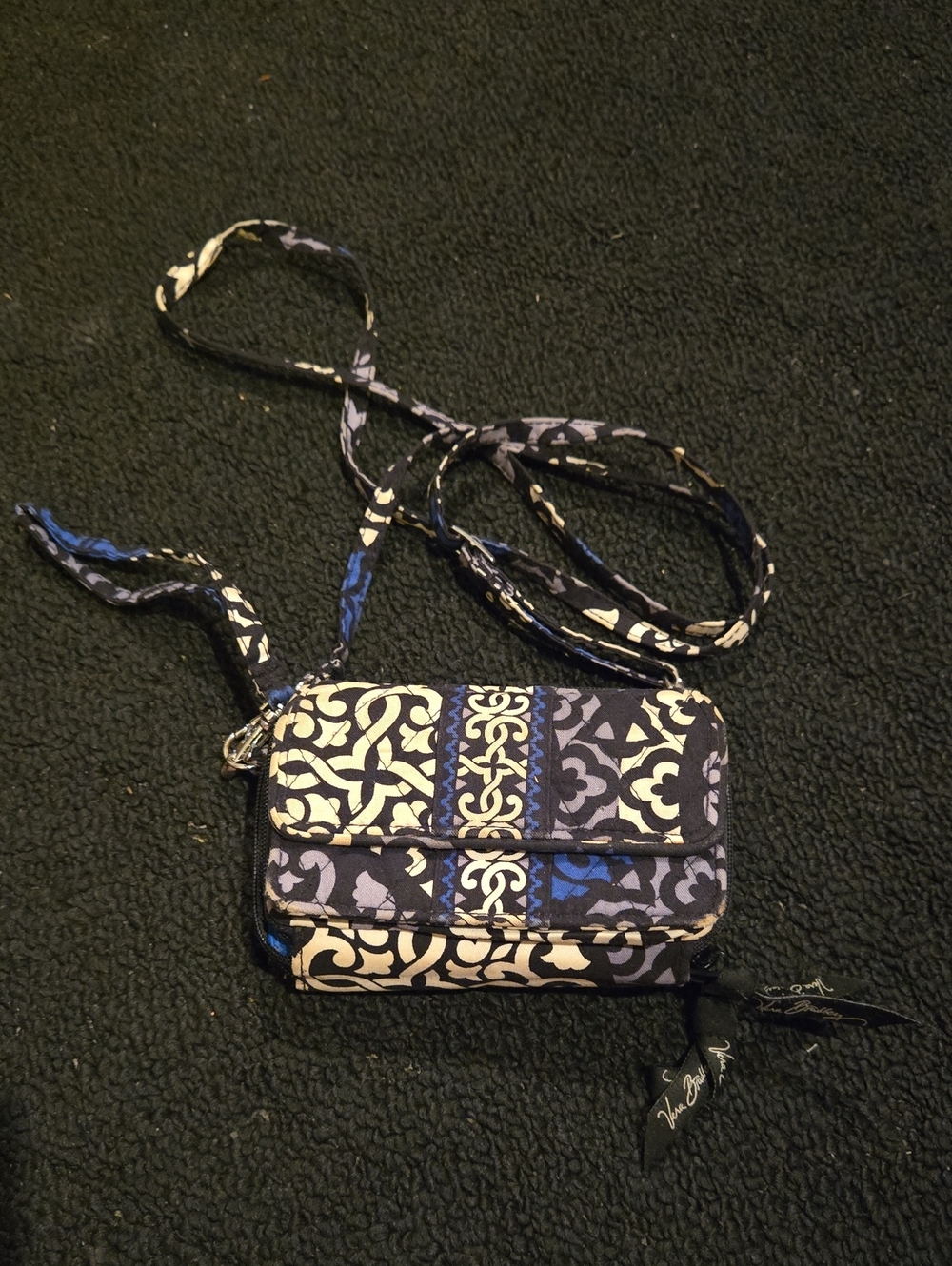 Vera Bradley Canterbury Cobalt All In One Crossbody Convertible Wristlet Wallet